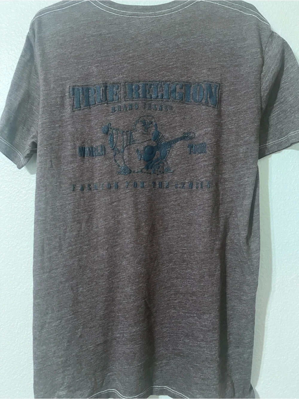 True Religion Men's Heather Charcoal Short Sleeve Logo Tee